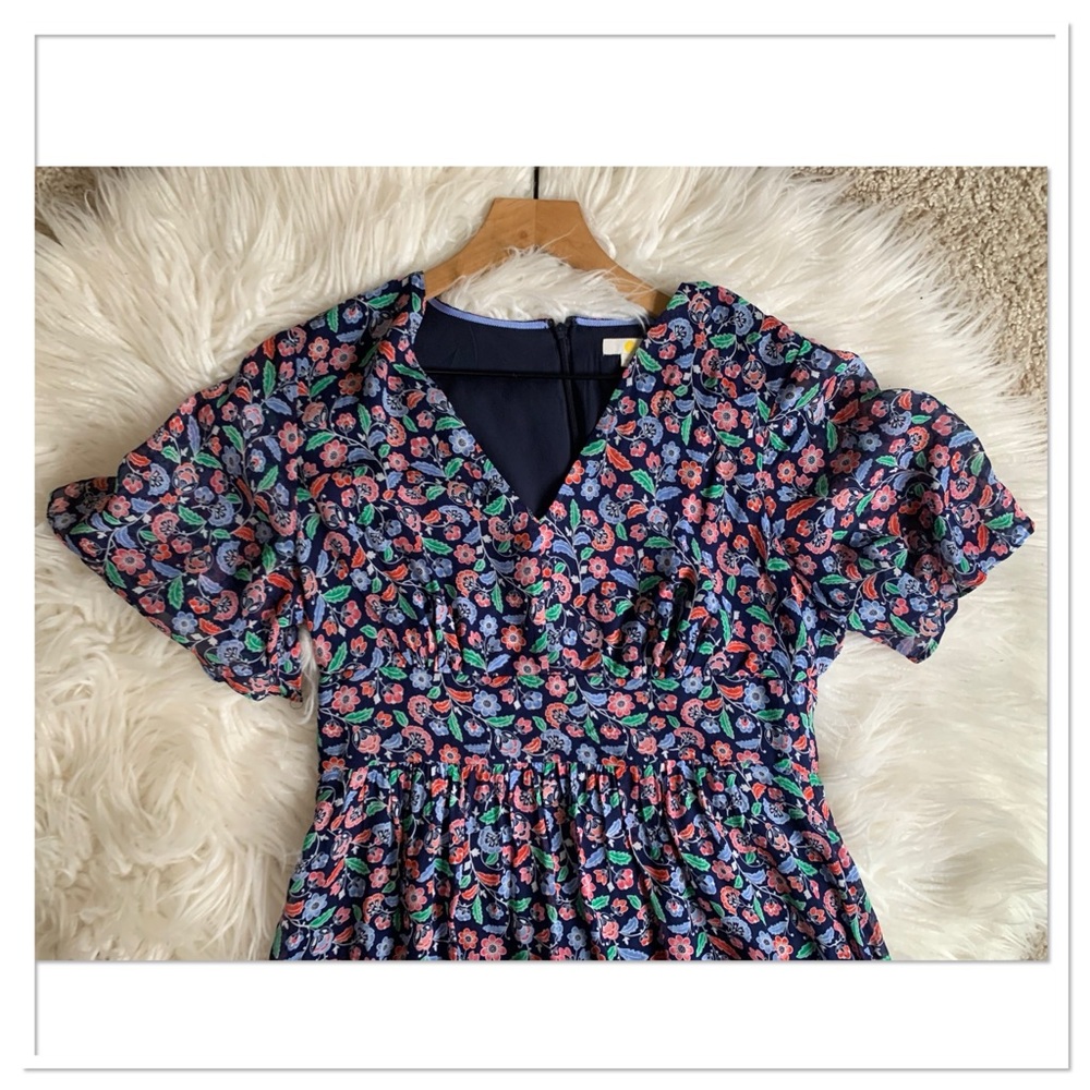 Boden Veronica Maxi Dress French Navy Trailing Posy Red Size 6 - Picture 3 of 13